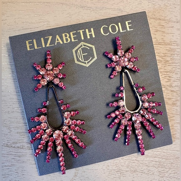 Elizabeth Cole Pink Crystal Remington Statement  Earrings - Picture 1 of 8